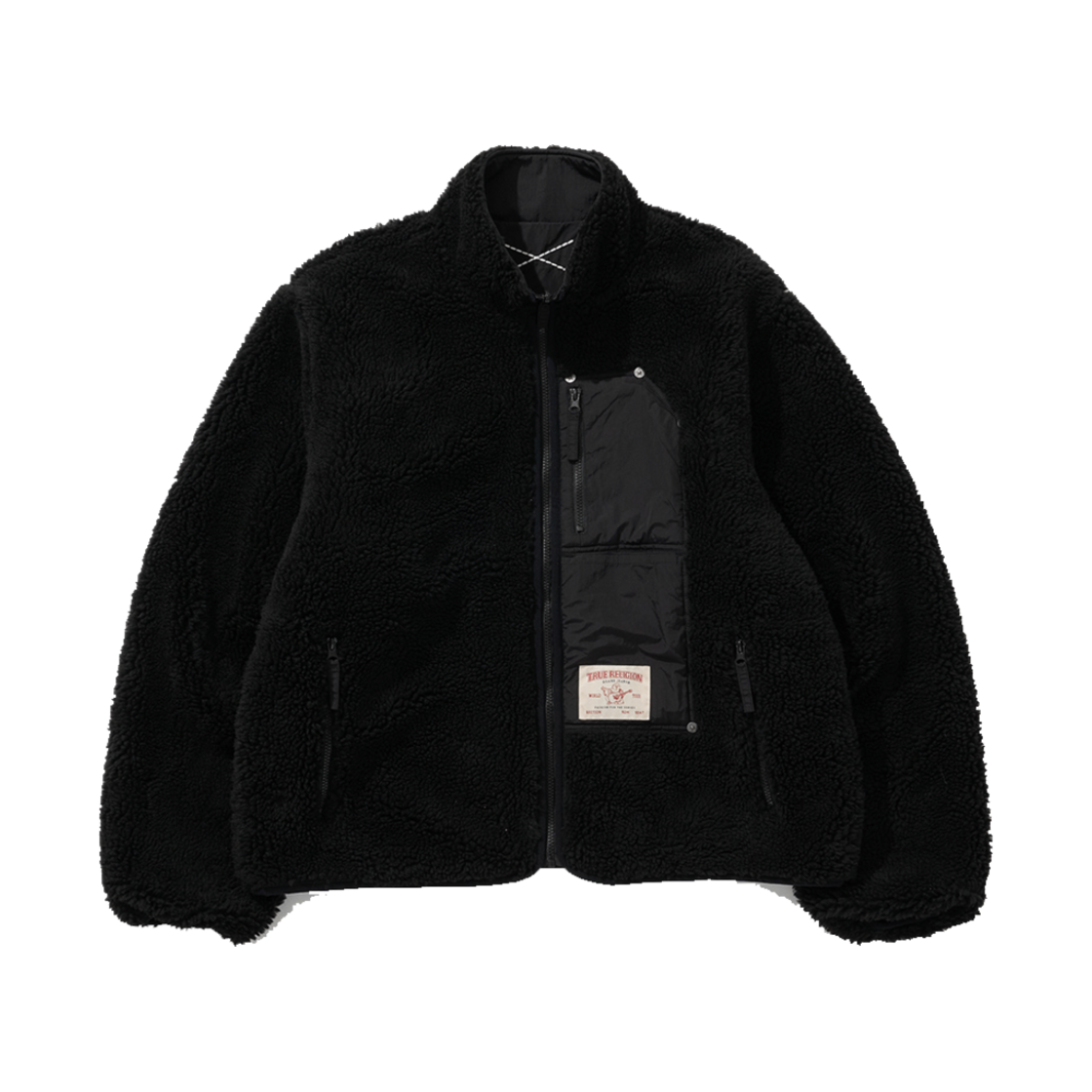 TR24FWRJ01MBK True Religion O.G Logo Reversible Fleece Jacket Black