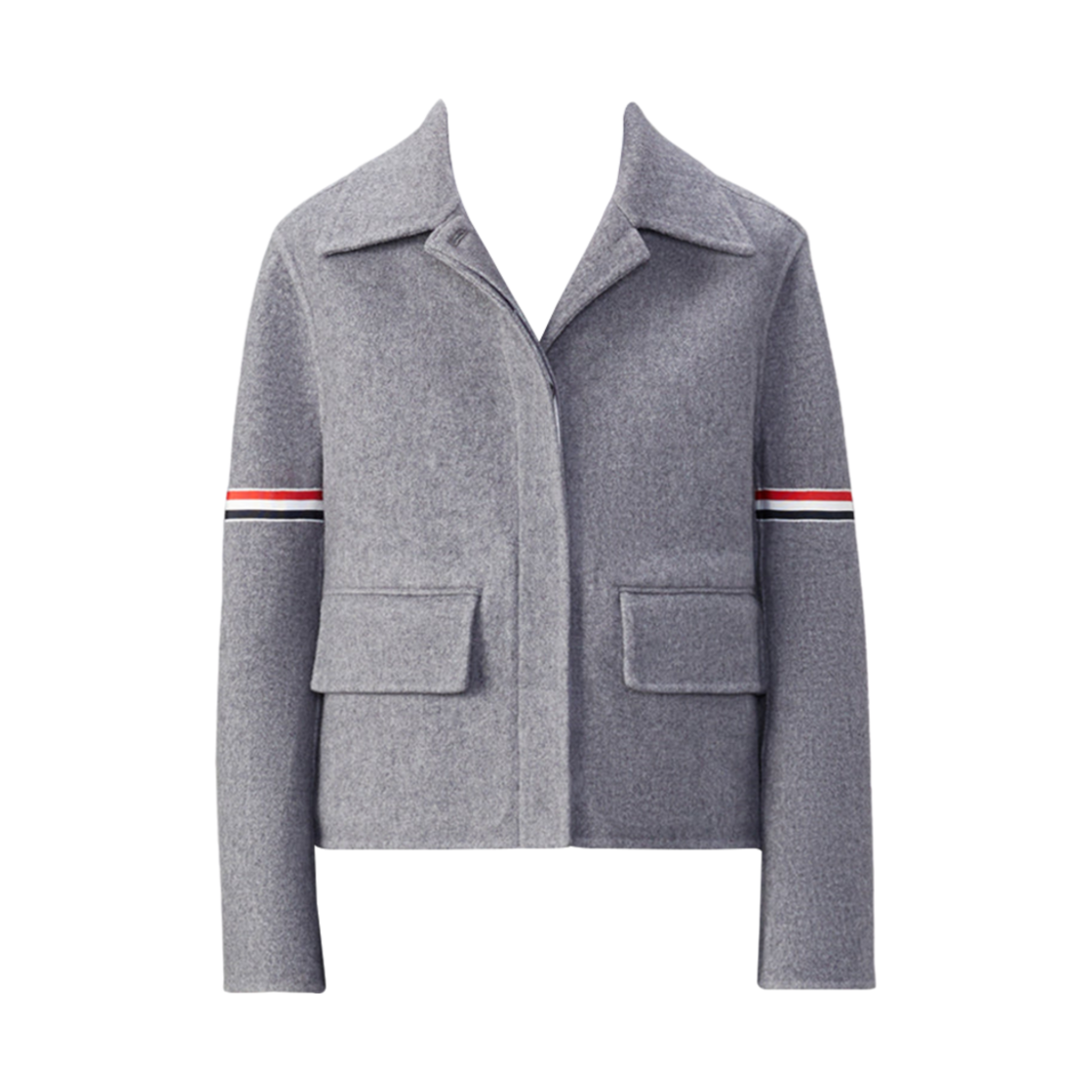 (W) 톰브라운 울 캐시미어 암밴드 벨 슬리브 자켓 미디움 그레이((W) Thom Browne Wool Cashmere Armband Bell Sleeve Jacket Medium Grey) - 1