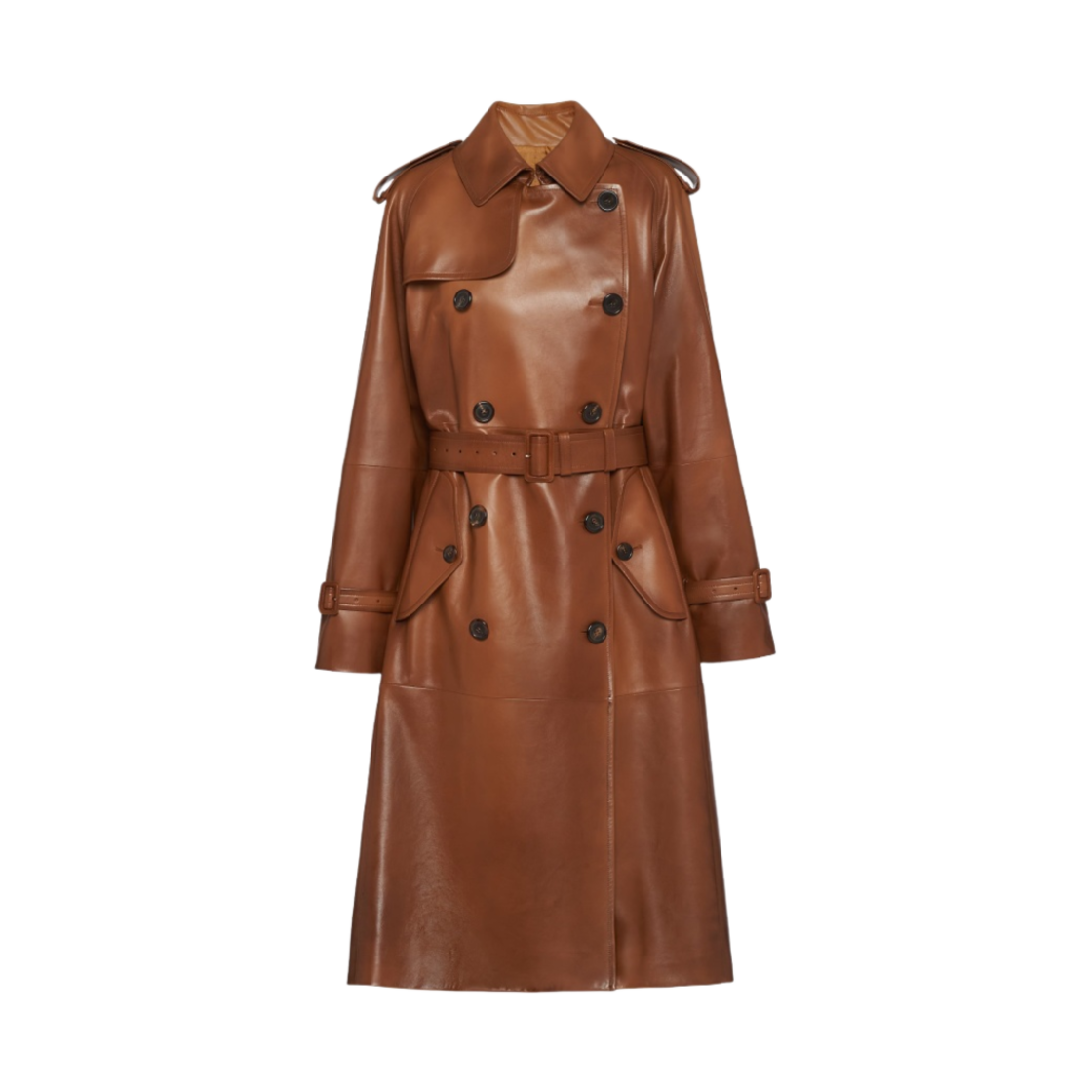 (W) 프라다 나파 레더 코트 카라멜((W) Prada Nappa Leather Coat Caramel) - 1