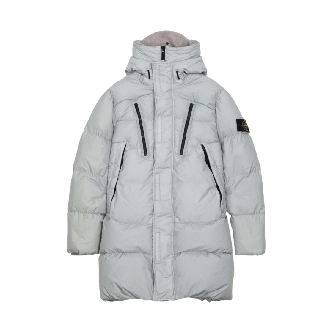 스톤 아일랜드 70123 크링클랩스 후드 롱 다운 자켓 라이트 그레이 - 21FW(Stone Island 70123 Crinkle Reps Hooded Long Down Jacket Light Grey - 21FW)