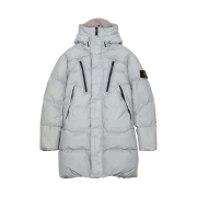Stone Island 70123 Crinkle Reps Hooded Long Down Jacket Light Grey - 21FW