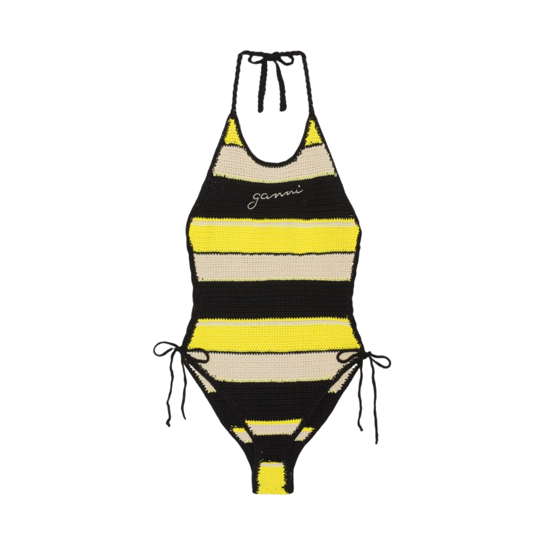 (W) 가니 크로쉐 타이밴드 스윔수트 골든 키위((W) Ganni Crochet Tidband Swimsuit Golden Kiwi) - 1