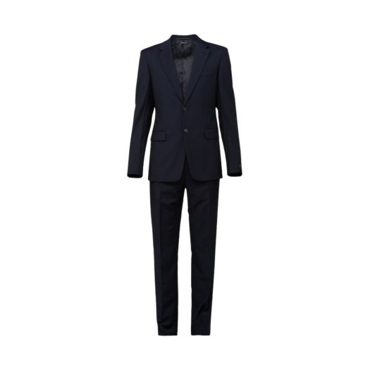 Prada Single Breasted Wool Mohair Suit Navy