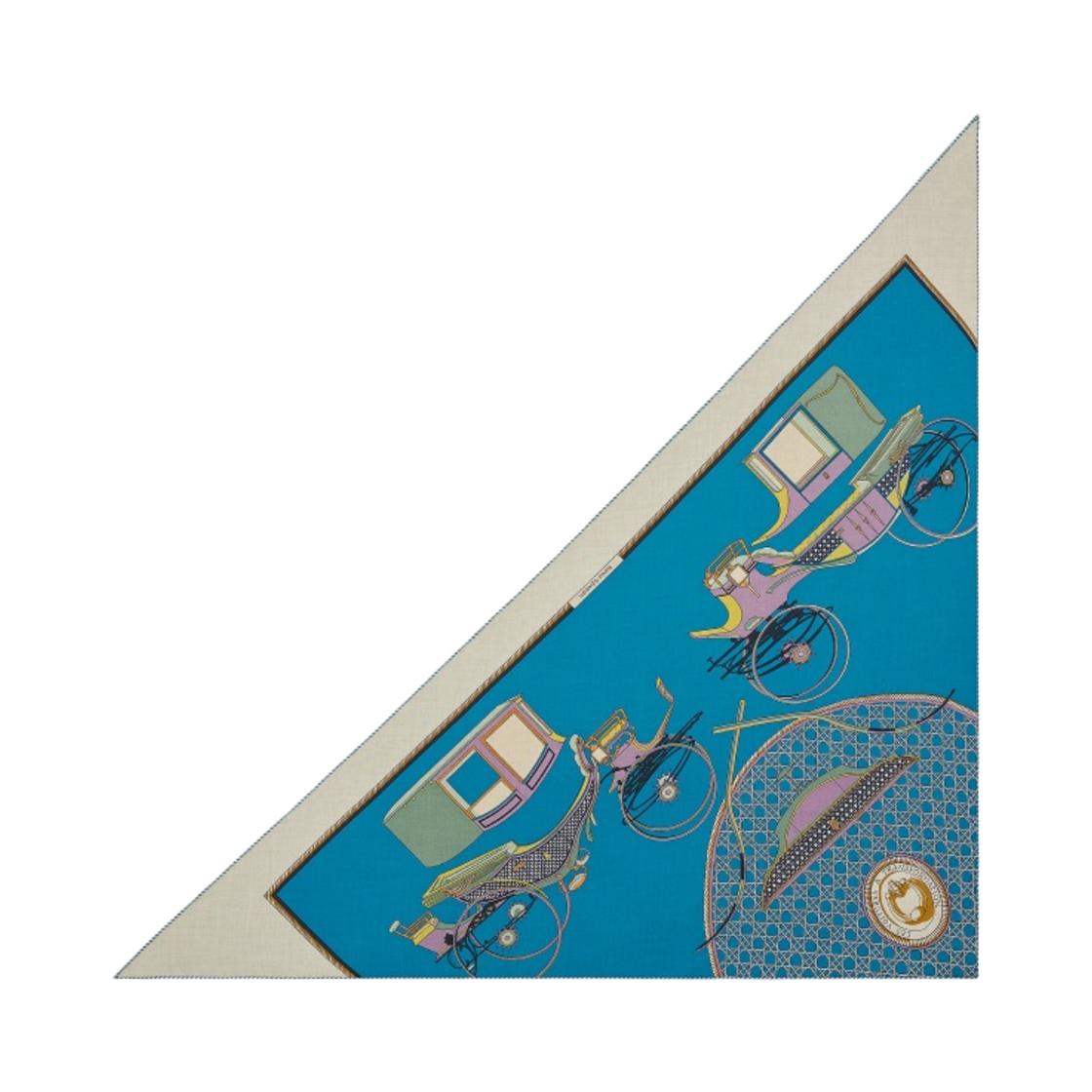 H361422S06 (W) Hermes Les Voitures A Transformation Giant Triangle Naturel Bleu Cobalt Parme