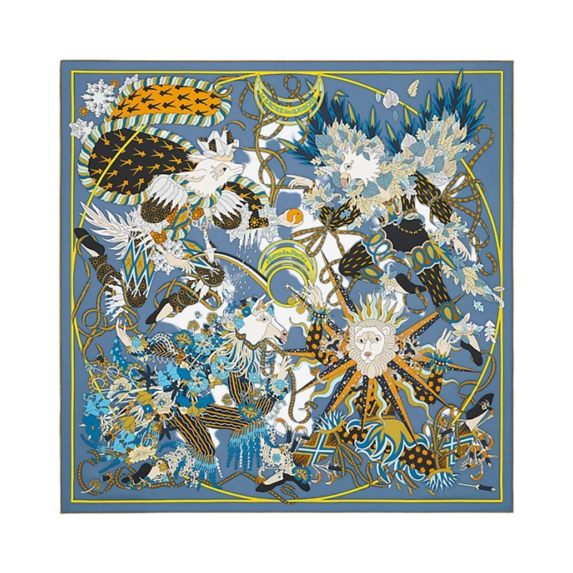 (W) 에르메스 르 사크레 데 쎄종 스카프 90 앙트라시트 골드 까라멜((W) Hermes Le Sacre Des Saisons Scarf 90 Anthracite Gold Caramel) - 1