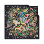 (W) Dior D Constellation 90 Square Scarf Silk Twill Blue Multicolor