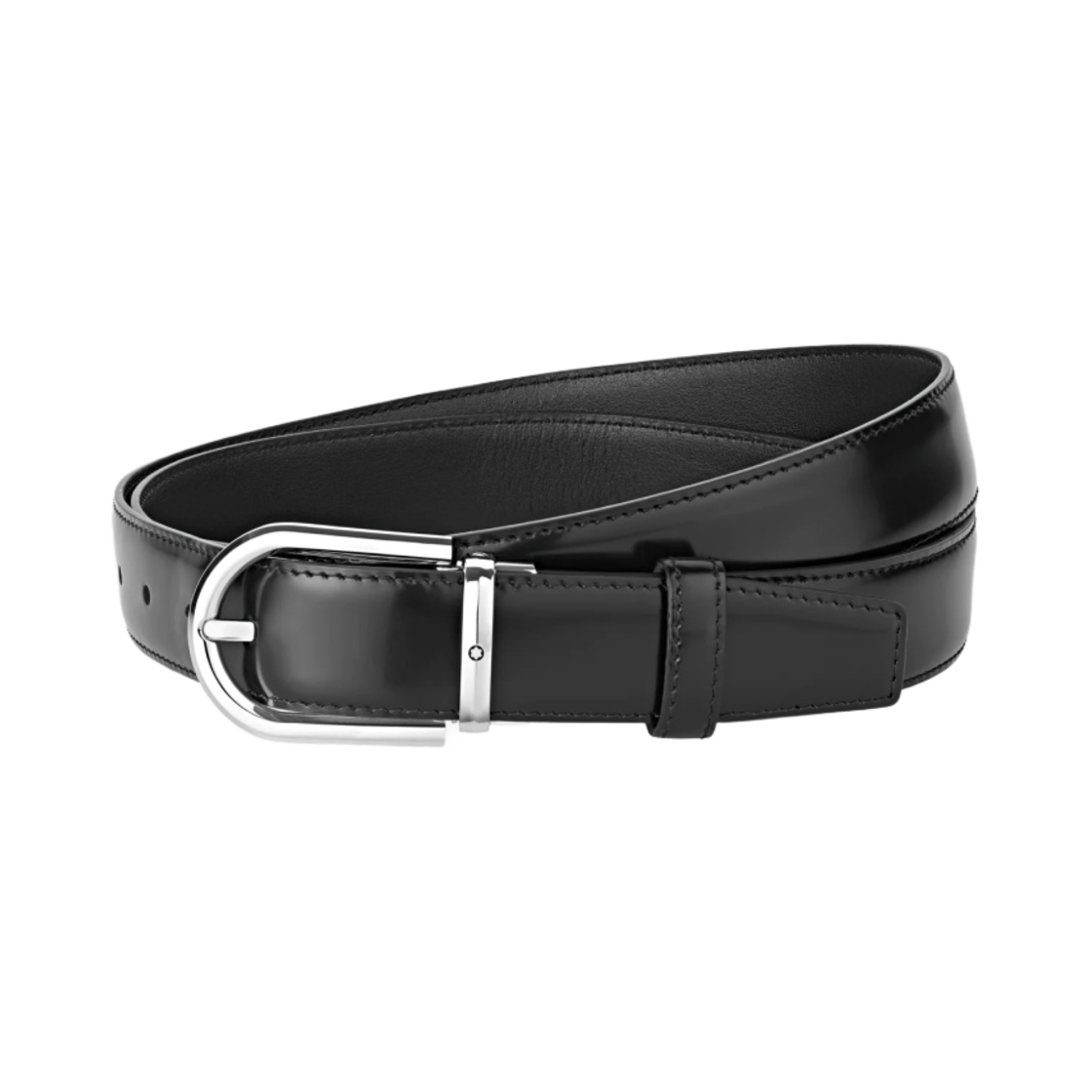 126012 Montblanc Horseshoe Buckle 30mm Leather Belt Black