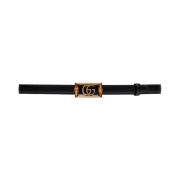 (W) Gucci Belt with Double G Buckle and Bamboo Black Leather