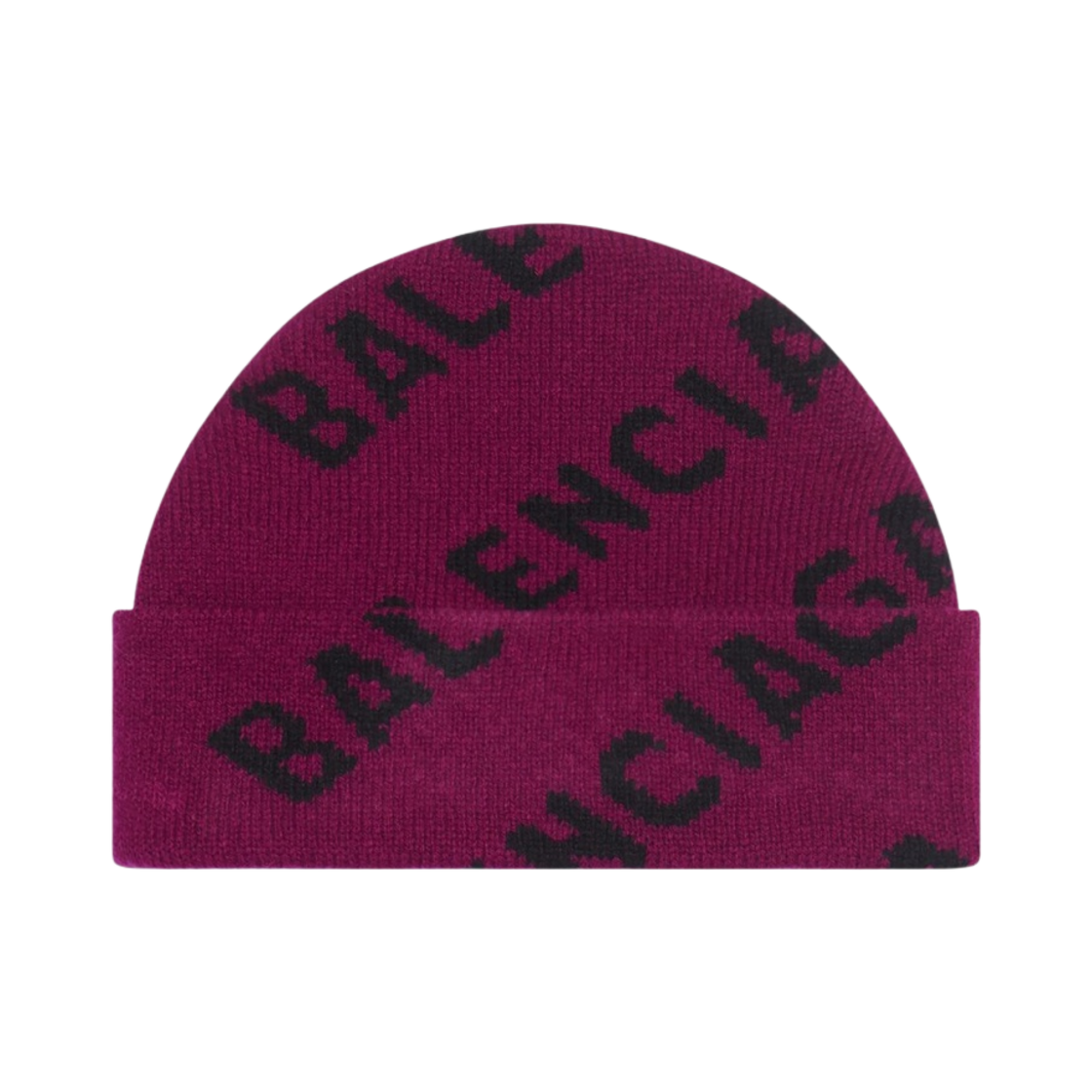 발렌시아가 울 니트 올오버 로고 비니 퍼플 블랙(Balenciaga Wool Knit Allover Logo Beanie Purple Black) - 1