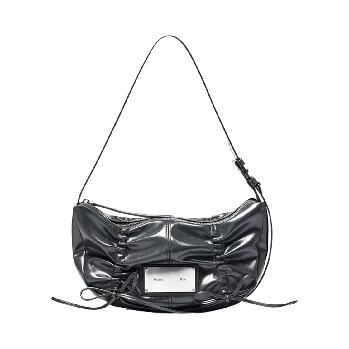 MK2500BG002VCH Matin Kim Half Shirring Ribbon Round Bag in Charcoal