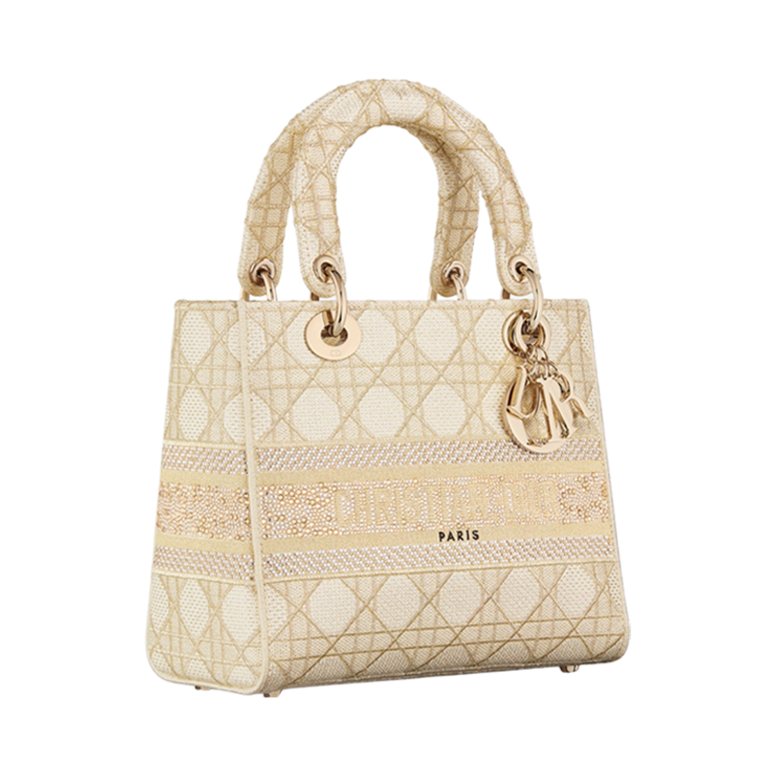 디올 미디움 디올 오르 레이디 라이트 백 골드 톤 메탈릭 쓰레드 스트라스(Dior Medium Dior Or Lady D-Lite Bag Gold Tone Metallic Thread Strass) - 2