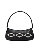 Mischief Rhombus Leather Shoulder Bag Black