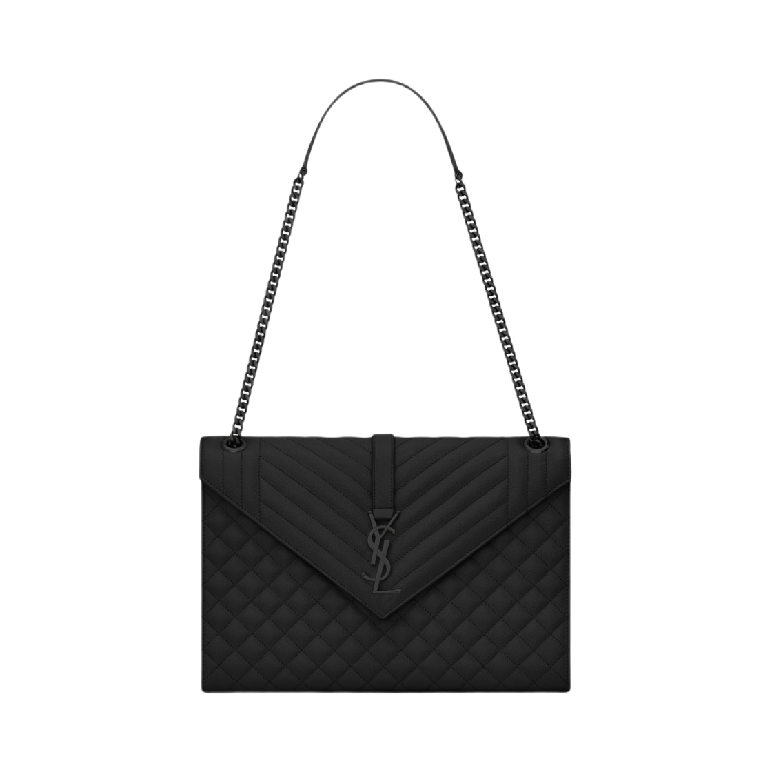 생로랑 엔벨로프 라지 백 믹스 마틀라세 그레인 드 뿌드르 엠보스 레더 느와르(Saint Laurent Envelope Large Bag In Mix Matelasse Grain De Poudre Embossed Leather Noir) - 1