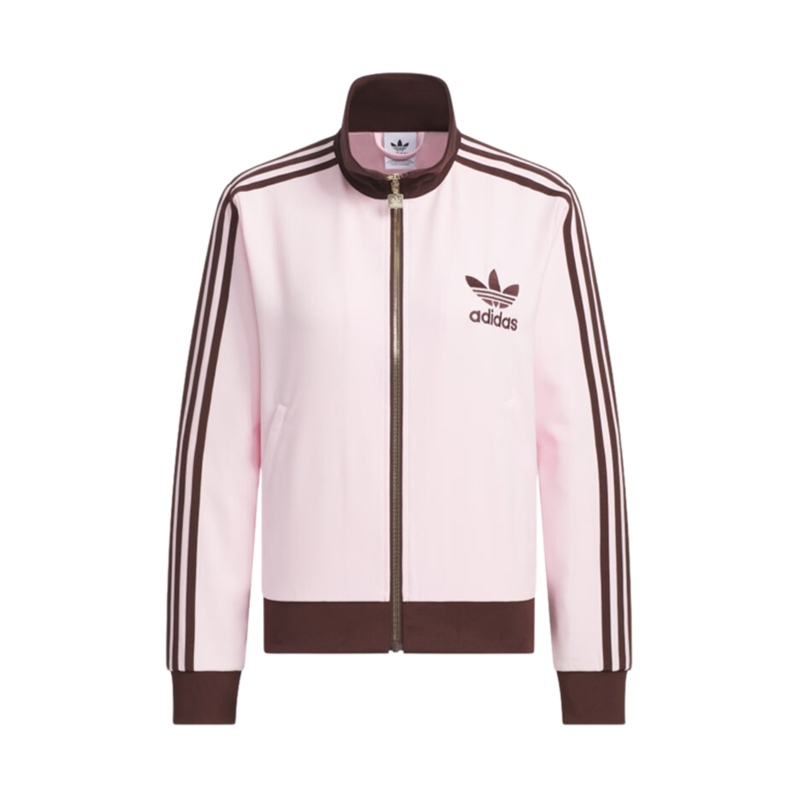 (W) 아디다스 프리미엄 오리지널스 트랙탑 클리어 핑크 쉐도우 브라운 - KR 사이즈((W) Adidas Premium Originals Track Top Clear Pink Shadow Brown - KR Sizing)