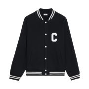 Celine College Teddy Jacket in Fleece Black White