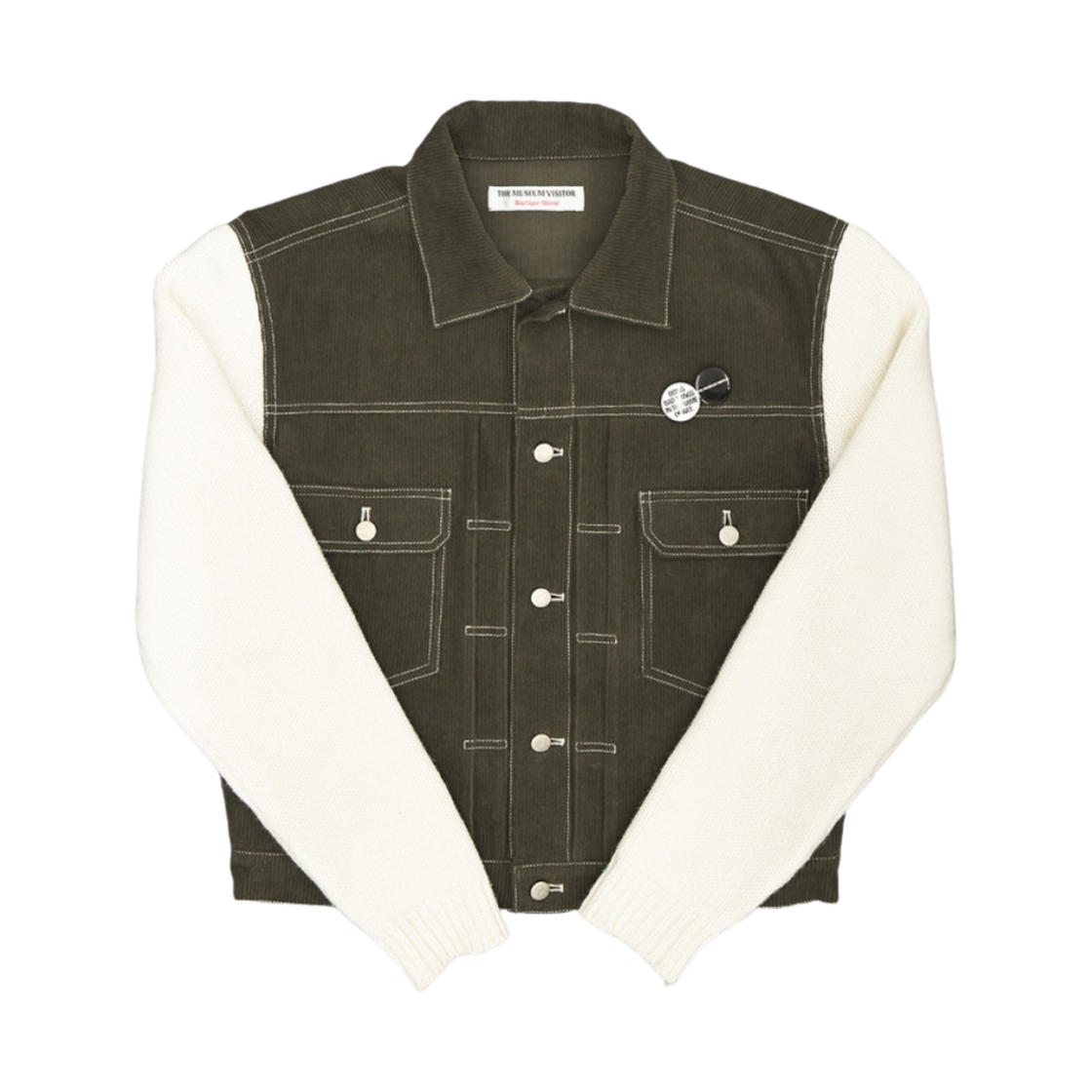 더뮤지엄비지터 하이브리드 니트 트러커 자켓 올리브 아이보리 - 22PS(The Museum Visitor Hybrid Knit Trucker Jacket Olive Ivory - 22PS)