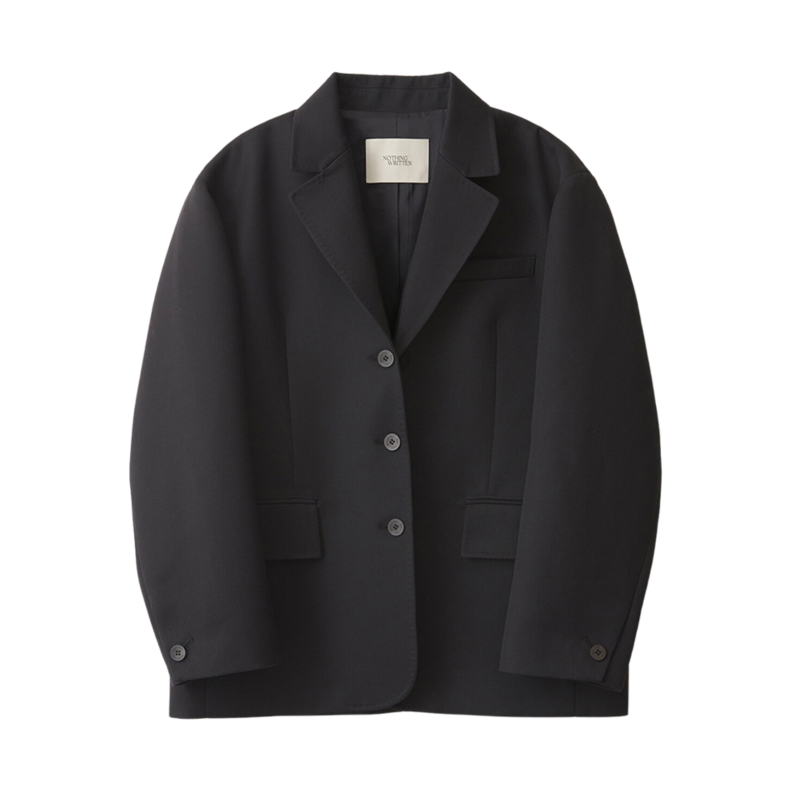 (W) 낫띵 리튼 싱글 오버사이즈 울 자켓 다크 네이비((W) Nothing Written Single Oversized Wool Jacket Dark Navy)