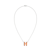 (W) Hermes Pop H Pendant Palladium & Orange Soie