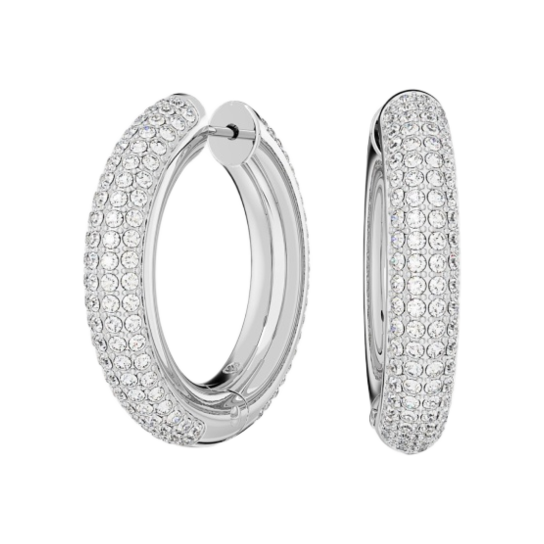 5651392 (W) Swarovski Dextera Hoop Earrings Medium White Rhodium Plated