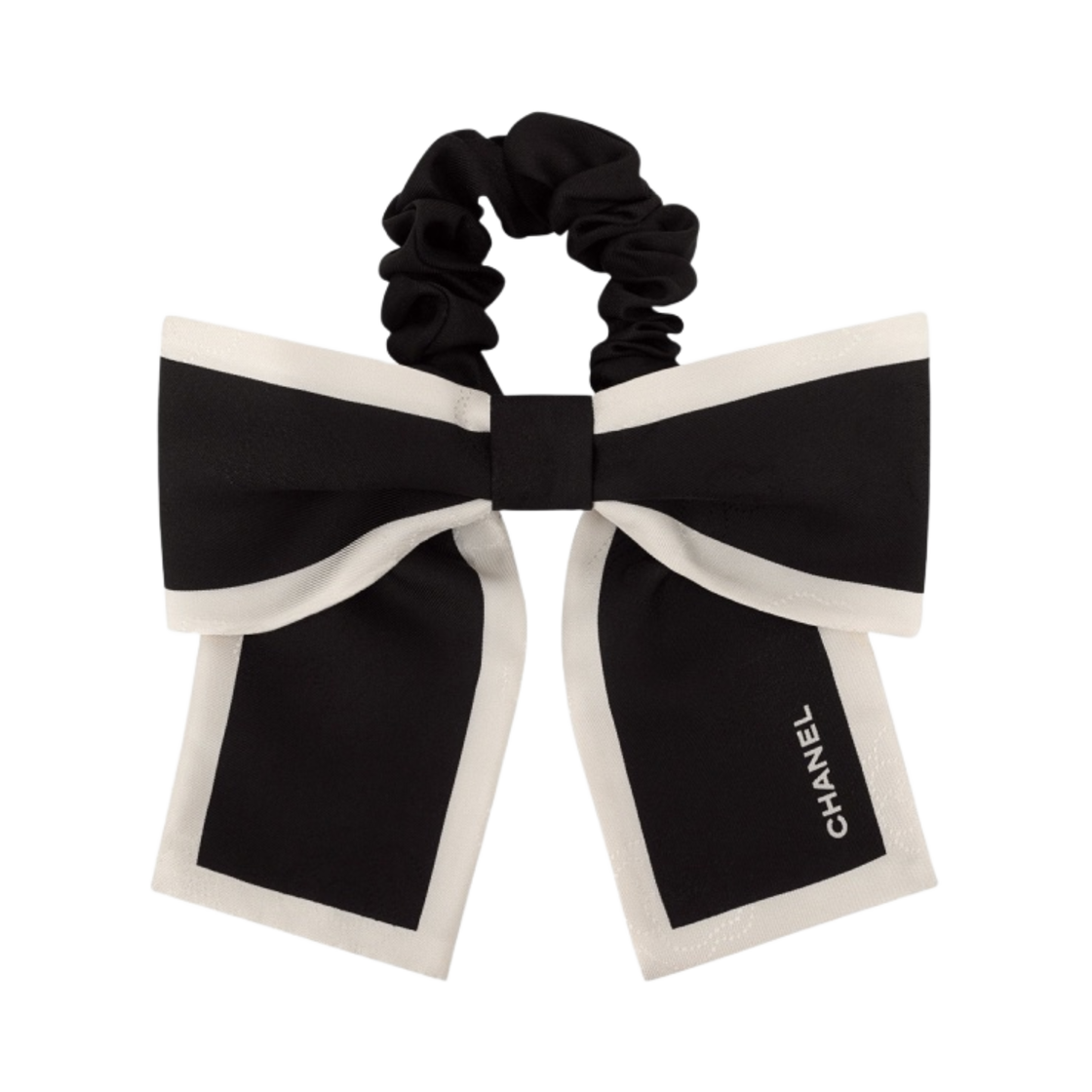 (W) 샤넬 헤어 액세서리 실크 트윌 & 블랙 에크루((W) Chanel Hair Accessory Silk Twill & Black Ecru)