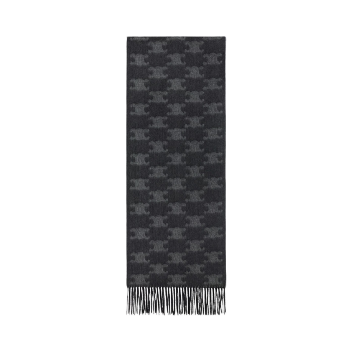 셀린느 프린지드 머플러 모노그램 캐시미어 느와르 앤트러사이트(Celine Fringed Muffler in Monogram Cashmere Noir Anthracite) - 1