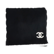 (W) Chanel Muffler Cashmere & Black