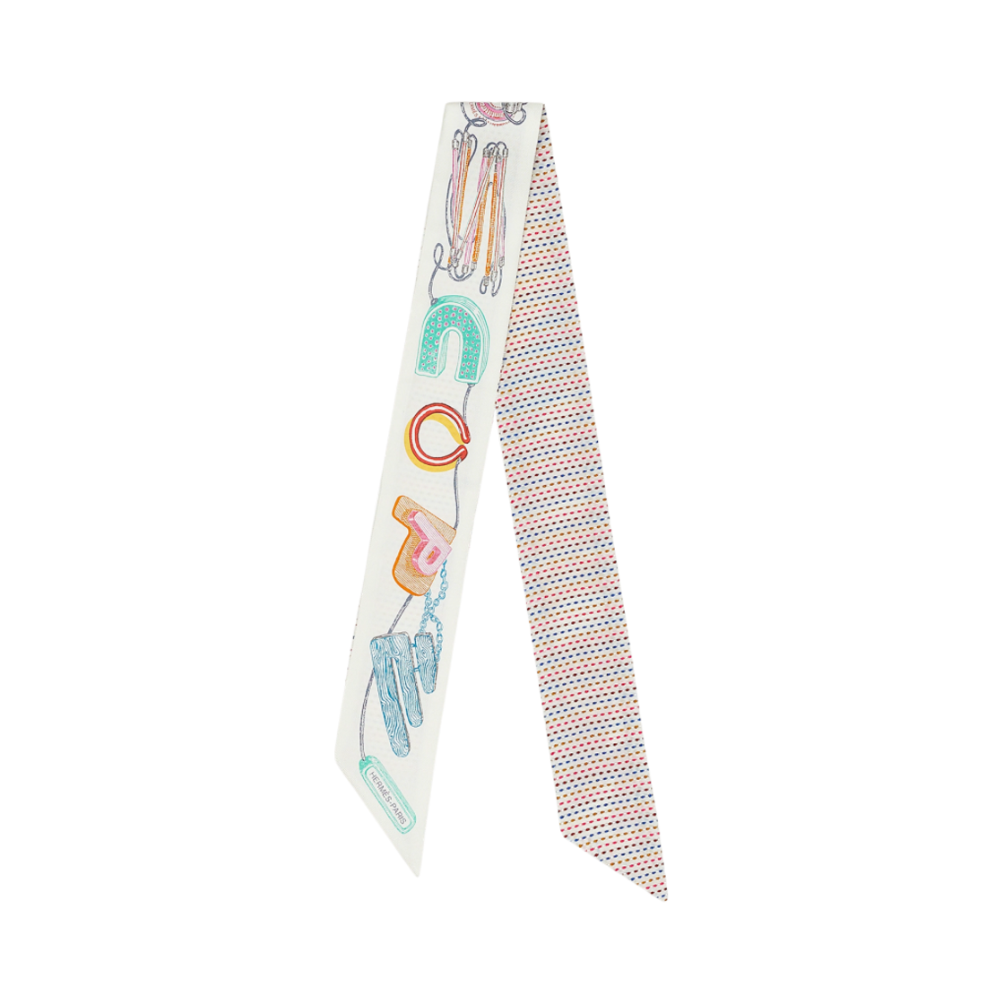 (W) 에르메스 체바로스코프 포인틸 트윌리 블랑 로즈 베르((W) Hermes Chevaloscope Pointille Twilly Blanc Rose Vert) - 1