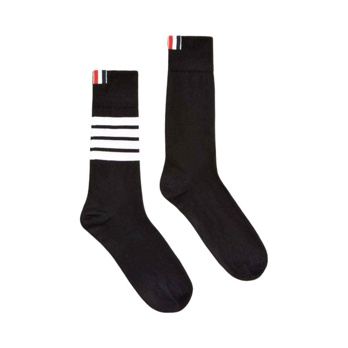 MAS023B-01690-001 Thom Browne Lightweight Cotton 4-Bar Mid Calf Socks Black