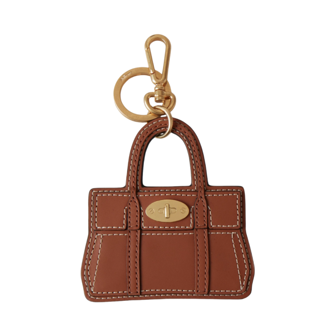 멀버리 플랫 베그 레더 베이스워터 백 키링 빈티지 오크(Mulberry Flat Veg Leather Bayswater Bag Keyring Vintage Oak)