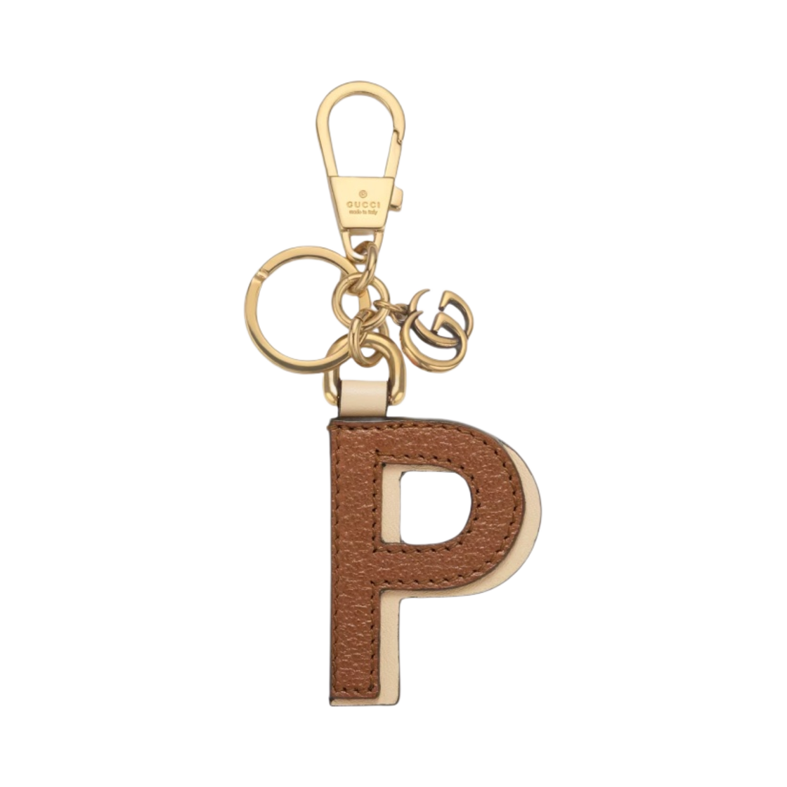 구찌 레터 P 키체인 퀴르 베이지 레더(Gucci Letter P Keychain Cuir Beige Leather) - 1