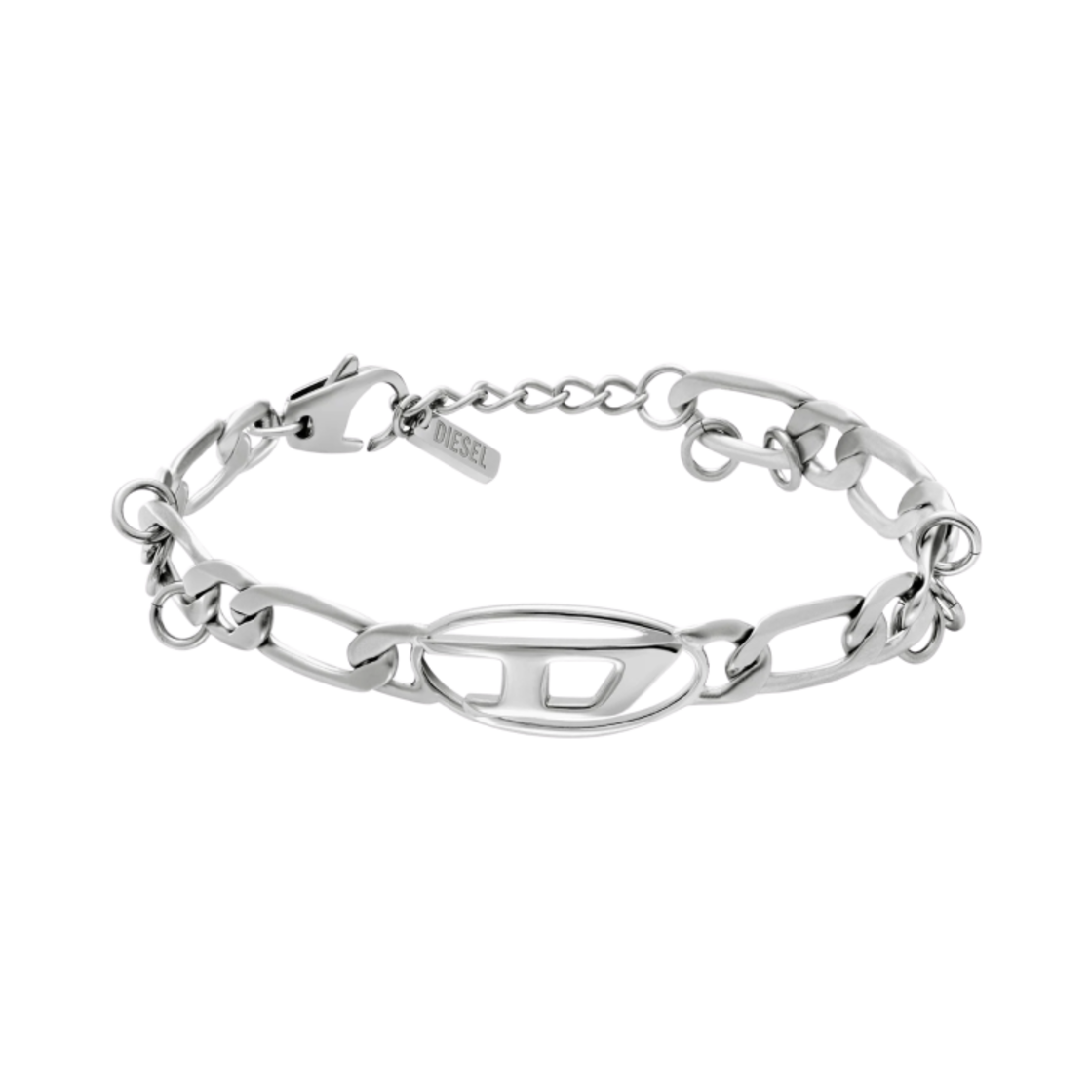 디젤 DX1599040 스테인리스 스틸 브래스 체인 브레이슬릿 실버(Diesel DX1599040 Stainless Steel and Brass Chain Bracelet Silver)