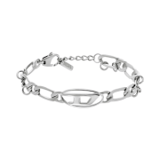Diesel DX1599040 Stainless Steel and Brass Chain Bracelet Silver
