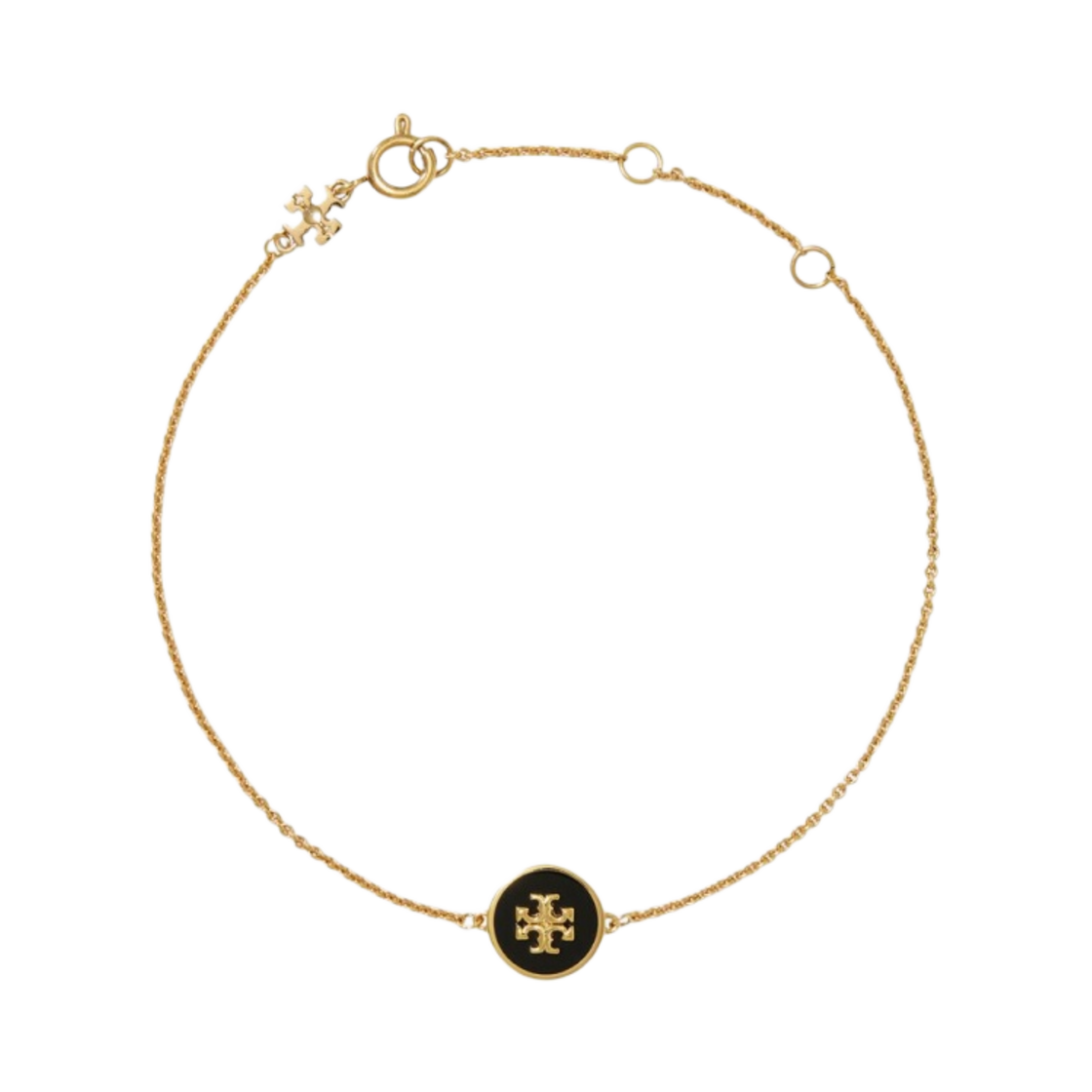 (W) 토리버치 키라 에나멜 체인 브레이슬릿 토리 골드 블랙((W) Tory Burch Kira Enamel Chain Bracelet Tory Gold Black)