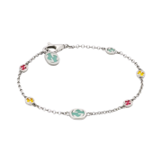 Gucci Interlocking G Bracelet With Multicolor Enamel Silver Aged Finish