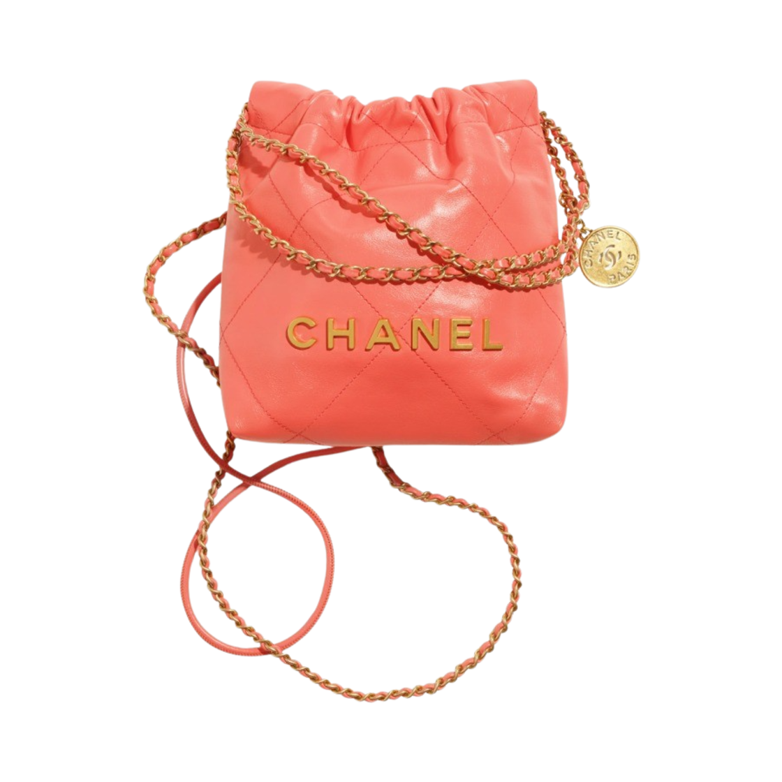샤넬 22 미니 핸드백 샤이니 카프스킨 & 골드 메탈 코랄(Chanel 22 Mini Handbag Shiny Calfskin & Gold Coral) - 1