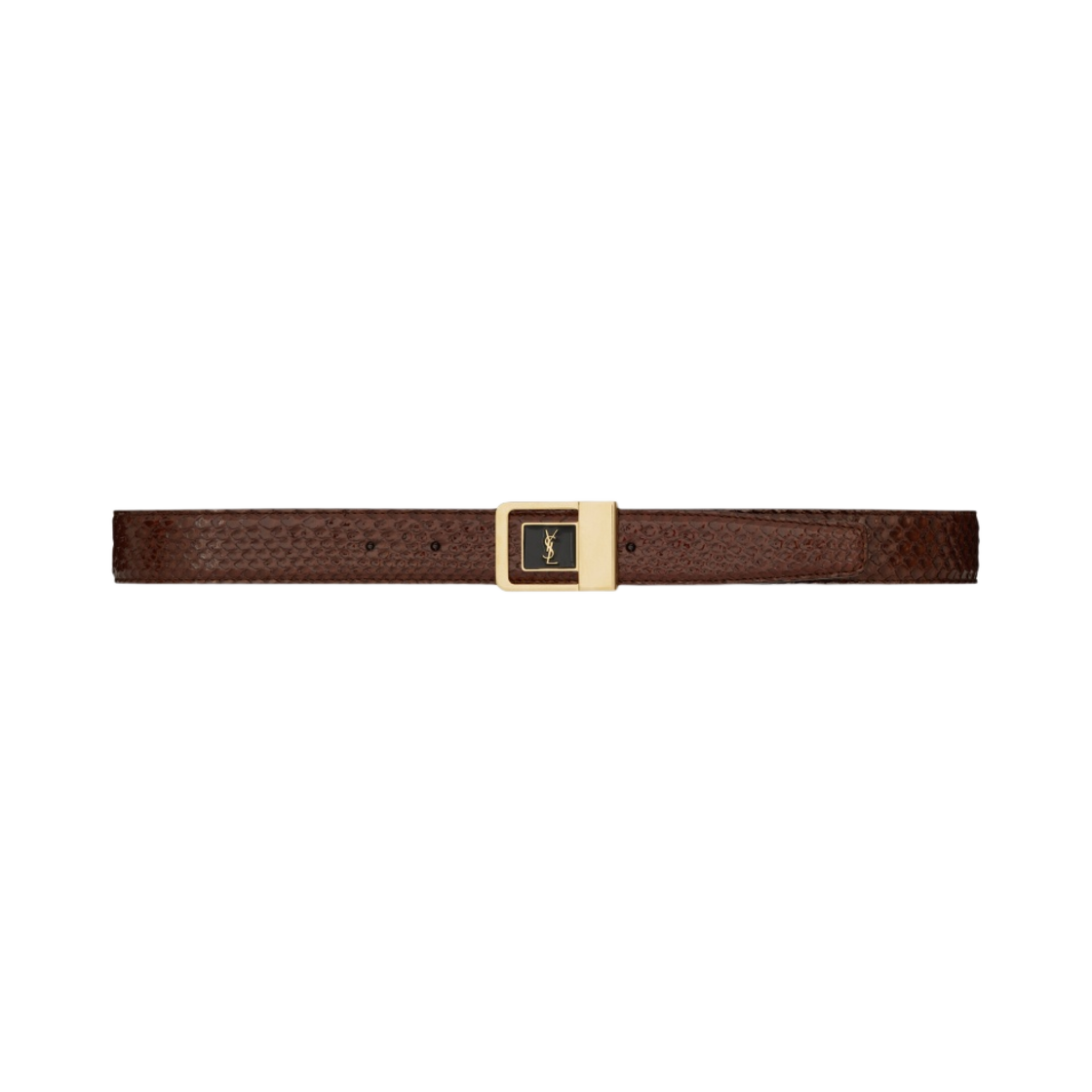 (W) 생로랑 피메일 버클 벨트 파이썬 시에나 브라운 블랙((W) Saint Laurent Female Buckle Belt in Python Sienna Brown and Black) - 1
