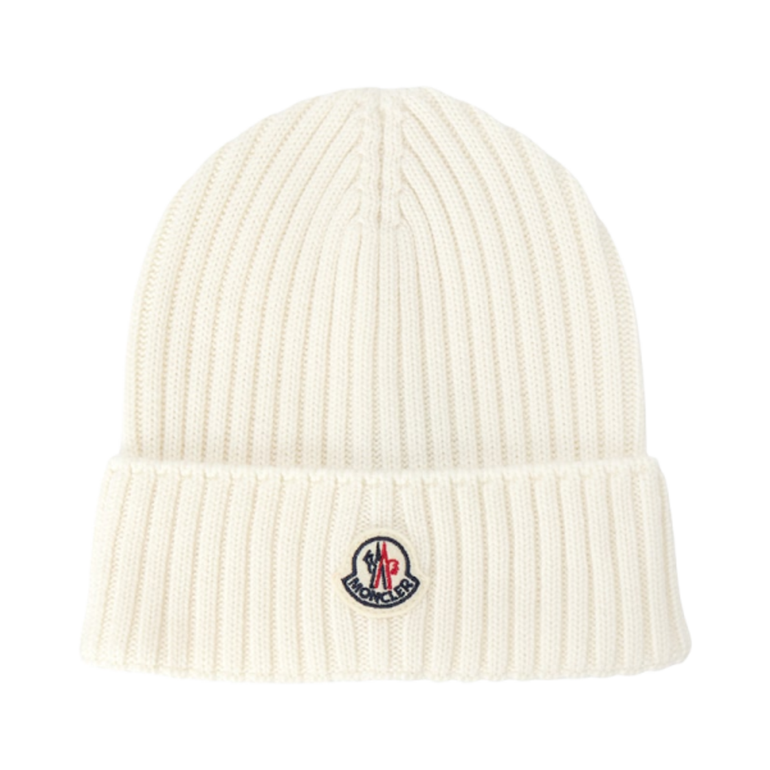 (키즈) 몽클레르 로고 패치 울 비니 화이트 - 24FW((Kids) Moncler Logo Patch Wool Beanie White - 24FW)
