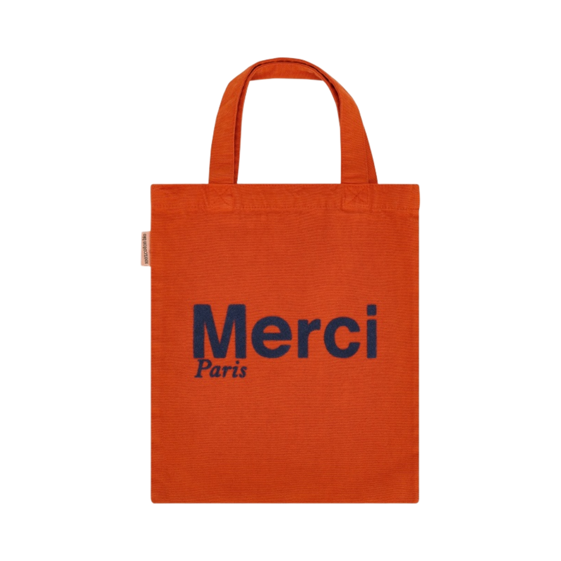 메르시 코튼 토트백 미니 오렌지 네이비 블루(Merci Cotton Tote Bag Mini Orange Navy Blue)