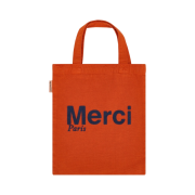 Merci Cotton Tote Bag Mini Orange Navy Blue