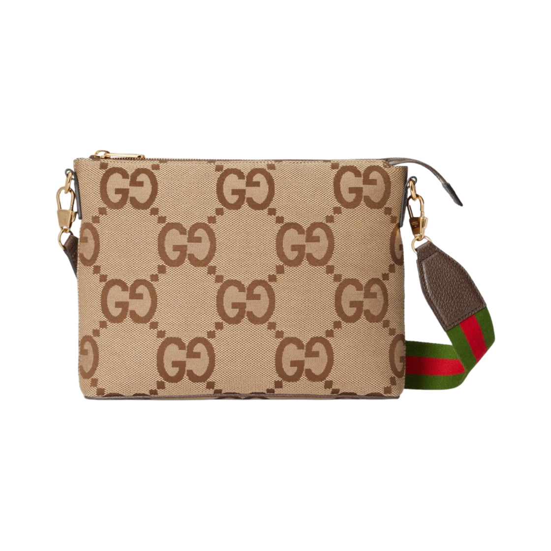 699130-UKMDG-2570 Gucci Jumbo GG Messenger Bag Camel Ebony GG Canvas