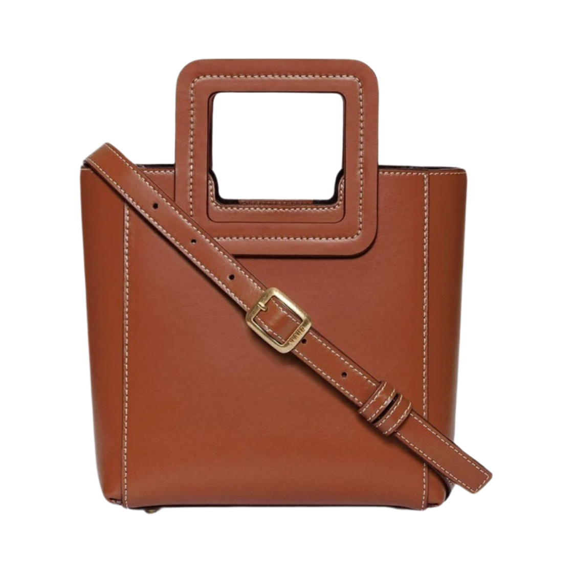 스타우드 미니 새들 셜리 레더 백 탄(Staud Mini Saddle Shirley Leather Bag Tan)