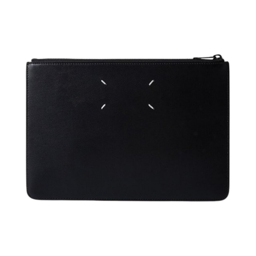 Maison Margiela Crinkle Leather Four Stitches Zipped Pouch Black