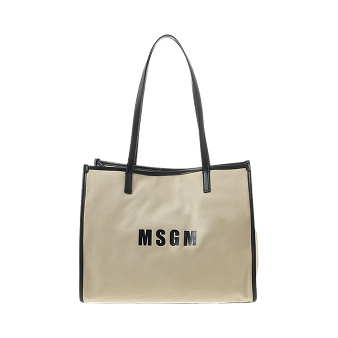 3441MDZ24-741-23 MSGM Logo Cotton Tote Bag Beige