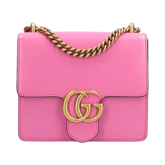431384 Gucci Pink Small GG Marmont Leather Chain Flap