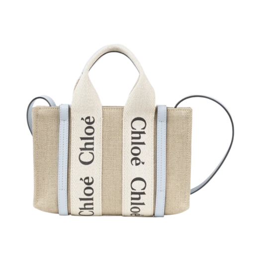 CHC22AP237I2691K Chloe Woody Mini Tote Bag White Blue