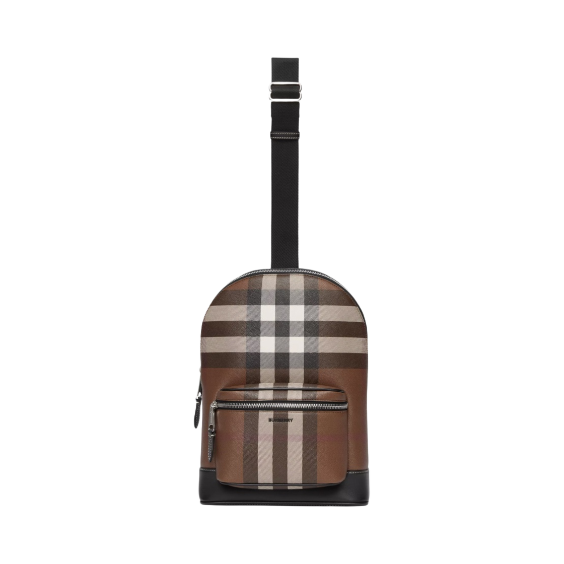 버버리 체크 레더 크로스바디 백팩 다크 버치 브라운(Burberry Check Leather Crossbody Backpack Dark Birch Brown) - 1