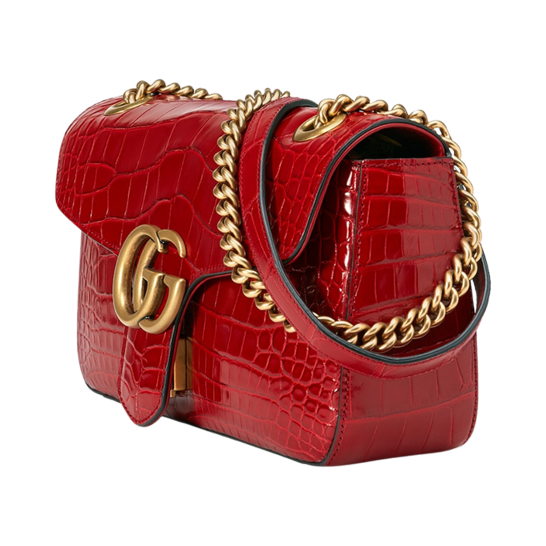 구찌 GG 마몽 크로커다일 스몰 숄더백 레드(Gucci GG Marmont Crocodile Small Shoulder Bag Red) - 2