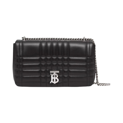 Burberry Medium Quilted Lambskin Lola Bag Black Silver