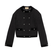 (W) Gucci Chenille Tweed Jacket Black