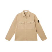 Stone Island 1200128 Organic Stretch Cotton Satin Overshirt Biscuit - 25SS